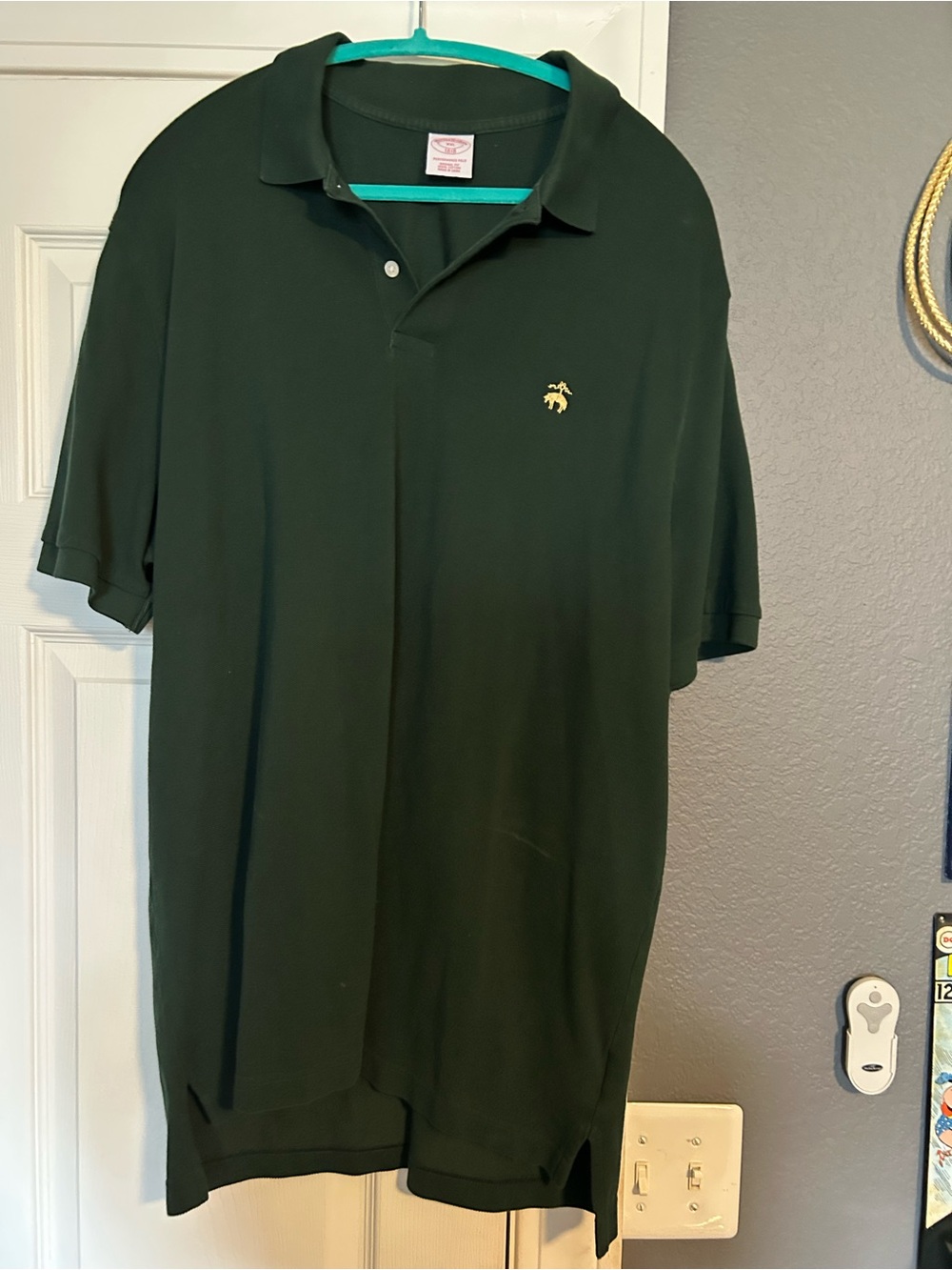 Brooks Brothers Men's Dark Green Polo Shirt with Embroidered Logo